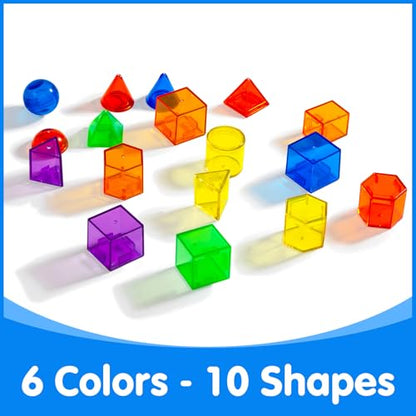 60 Pieces 3D Shapes for Teaching, Light Table Manipulatives