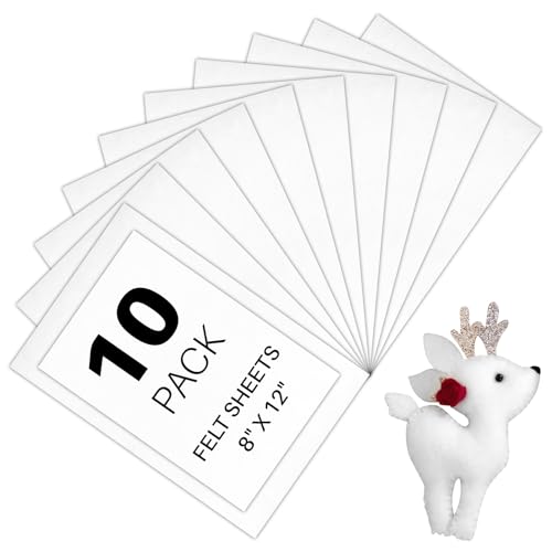 HTVRONT White Felt Sheets for Crafts, 10pcs 8x12 Stiff Felts Sheet - color: White, size: 8 X 12in