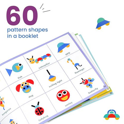 LiKee Wooden Shape Puzzle, 36 Blocks& 1 Booklet, Montessori Toy for Kids 3+