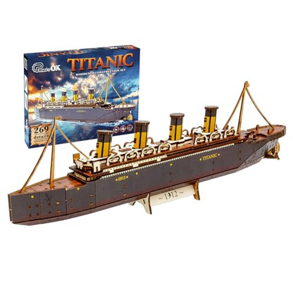 3D Wooden Puzzles – Ship Model Building Kits Adult - Adult DIY Building Sets 3D Wooden Puzzles for Adults – 15+ Years Wood Building Kits - Creative Assembly for Adults - color: Ship