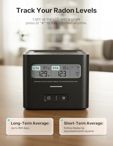 X-Sense Radon Detector for Basement, Zero Lab Fees, XR0A-SR, Black - color: Black