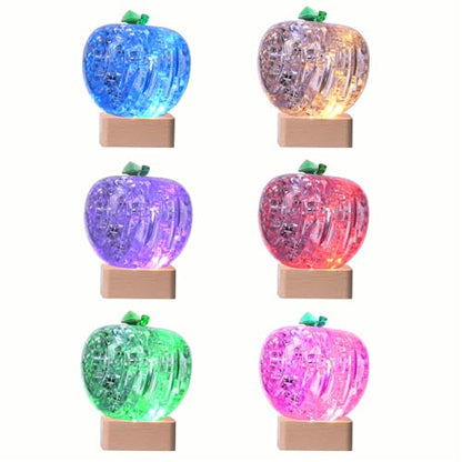 3D Crystal Puzzle, Night Light with Base, DIY Crafts for Age 14+, Birthday Gifts for Adults, Plastic Apple DIY Puzzle Blocks 3D Model Toy(White) - color: White Apple
