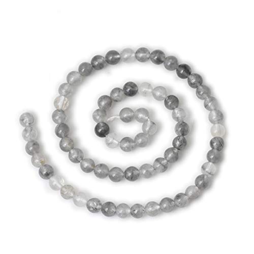 60PCS 6mm Natural Cloud Crystal Gemstone Round Loose Beads Crystal Energy Stone Healing Power for Jewelry Making 1 Strand 15" - color: Cloud Crystal, size: 6mm