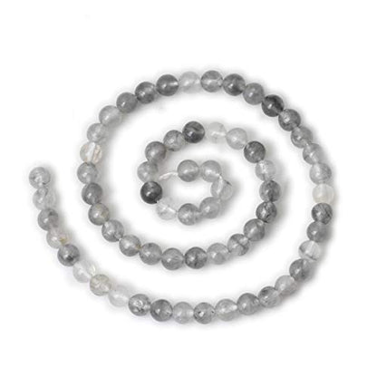 60PCS 6mm Natural Cloud Crystal Gemstone Round Loose Beads Crystal Energy Stone Healing Power for Jewelry Making 1 Strand 15" - color: Cloud Crystal, size: 6mm
