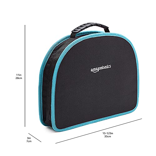 Amazon Basics 104-Piece Home Repair Household Tool Set with Easy Carrying Round Pouch, Portable Hand Tool Kit, Turquoise, 14.4 x 11.4 x 3 inches