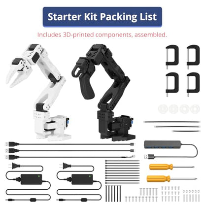 AI Robotic Arm Kit Hiwonder SO-ARM101 Embodied Imitation Learning Open Source 6-Axis Robot Arm 12 High-Torque Bus Servo Motors AI Vision Recognition (Starter Kit, Included 3D Printed Parts, Assembled)