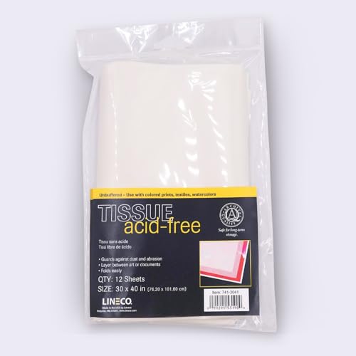 Lineco Acid-Free Unbuffered Interleaving Tissue Paper, 30"x40" (Pack of 12) - color: White, size: Pack of 12