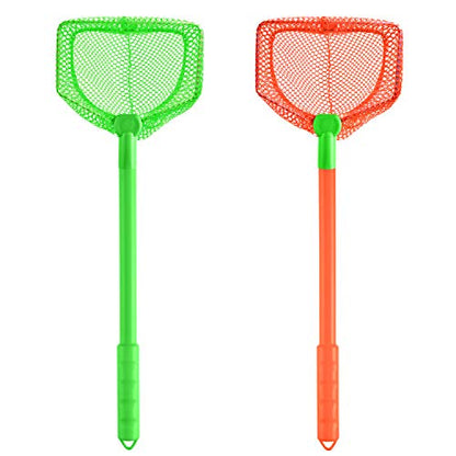 Coopay 2 Pieces Butterflies Kids Fishing Net Catching Bug Floating Bait Beach Nets for Outdoor Playing - color: Green + Orange