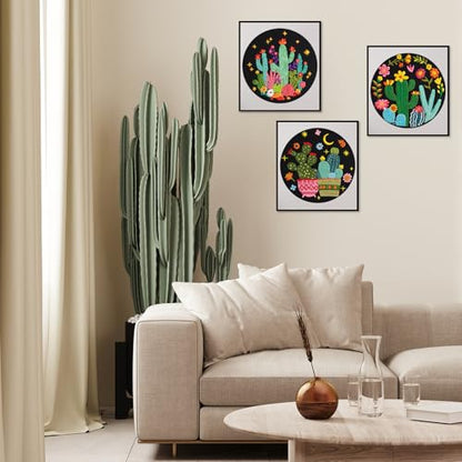 Nuberlic 3 Pack Embroidery Kit for Beginners with Cactus Pattern - color: Cactus
