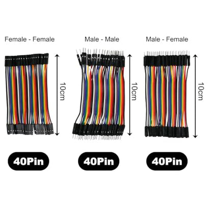 240pcs Dupont Wire Kit 10cm, 2-Pack Breadboard Jumper Cables 40-Pin M-F/M-M/F-F, Solderless Prototyping Wires in Plastic Storage Box for Arduino Raspberry Pi Electronics Projects - size: 10cm 240PCS