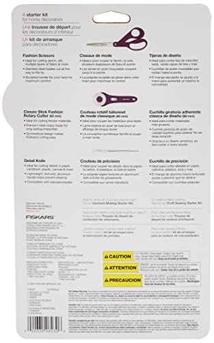Fiskars 3-Piece Crafts Home Decor Sewing Starter Kit, Purple