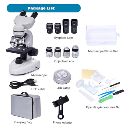 SELFIE CAT 200X-5000X Binocular Compound Microscope for Adults & Students