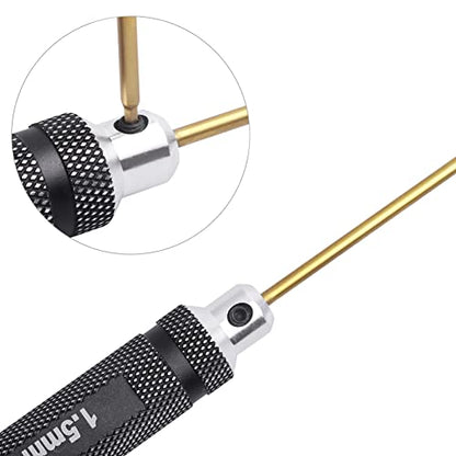 HobbyPark Hex Driver Set Allen Screwdriver Kit Titanium 0.9mm/1.27mm/1.3mm/1.5mm/2.0mm/2.5mm/3.0mm Small and 17mm Hex Wrench Set RC Car Tools Kit
