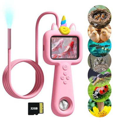 Kids Borescope Camera Toy with Light, STEM Snake Camera with 32GB SD Card