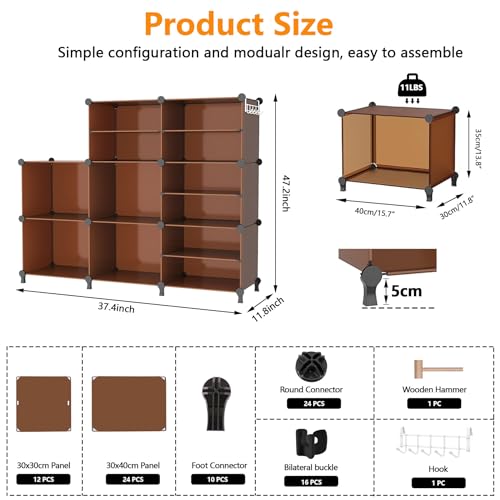 AWTATOS Closet Organizer 8 Cube Storage Shelves, Cocoa Brown - color: Cocoa Brown