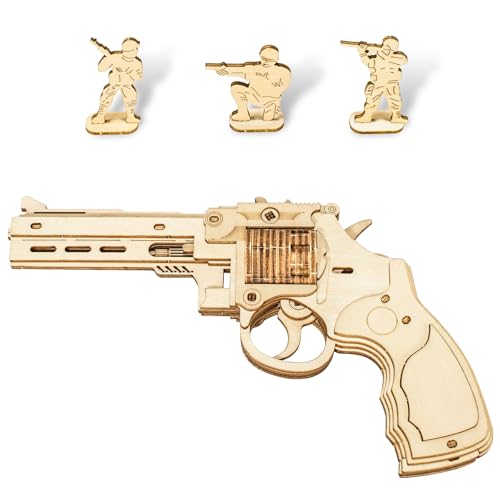 3D Wooden Puzzles for Adults,Wooden Toy for Kids and Adults,Model Building Kit,Educational Brain Teaser,Best Educational Christmas Birthday Day Gift for Friends (Wooden Revolver) - color: Wooden Revolver