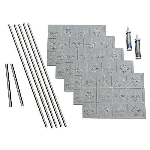 FASÄDE Fleur-de-lis Decorative Vinyl Backsplash 15 sq ft Kit in Cashmere - color: Cashmere