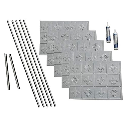 FASÄDE Fleur-de-lis Decorative Vinyl Backsplash 15 sq ft Kit in Cashmere - color: Cashmere