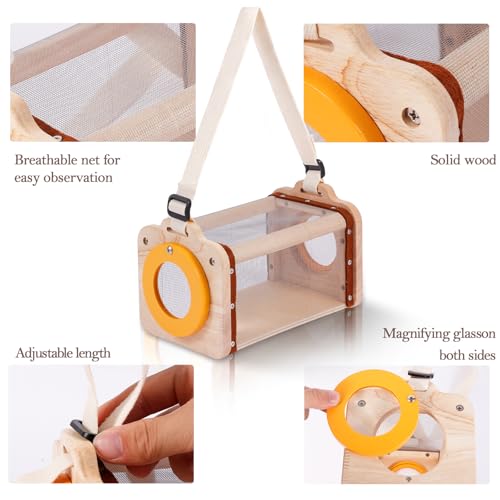 Bug Catcher Kit for Kids,11 PCS Wooden Bug Catching Kit with Butterfly Net,Magnifying Glass,Bug Habitat,Binoculars,Compass,Kids Explorer Kit for Backyard & Camping,Fun Gift for Girls Boys (11PCS)
