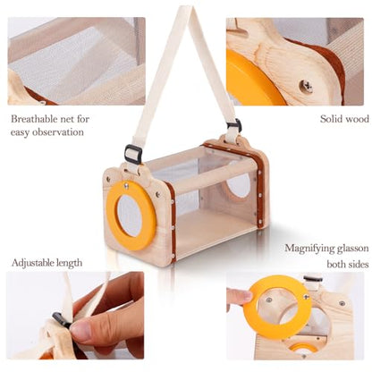 Bug Catcher Kit for Kids,11 PCS Wooden Bug Catching Kit with Butterfly Net,Magnifying Glass,Bug Habitat,Binoculars,Compass,Kids Explorer Kit for Backyard & Camping,Fun Gift for Girls Boys (11PCS)