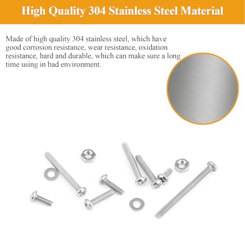 254 Pieces #2-56 x 3/16", 1/4", 5/16", 3/8", 1/2", 5/8", 3/4", 1", Phillips Pan Head Machine Screws Nuts Washers Assortment Kit - size: #2-56, style: Phillips Pan Head