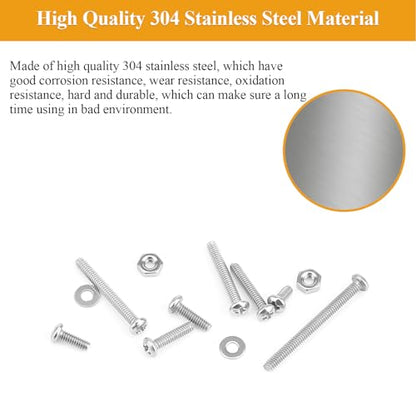 254 Pieces #2-56 x 3/16", 1/4", 5/16", 3/8", 1/2", 5/8", 3/4", 1", Phillips Pan Head Machine Screws Nuts Washers Assortment Kit - size: #2-56, style: Phillips Pan Head