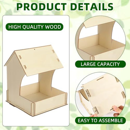 6 Pack Wooden Bird Feeder Kits Bulk Bird Houses to Paint Unfinished Craft