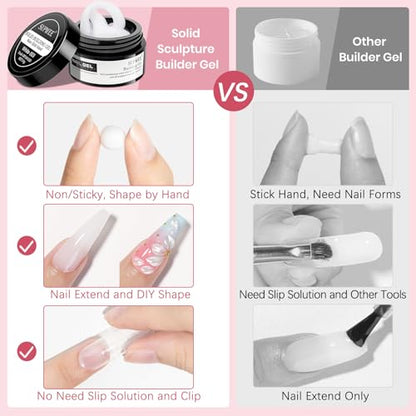 3D Sculpting Gel for Nail Art 3d Gel Nail Art Non Stick Hand - color: Clear, White, Pink, Pearl White