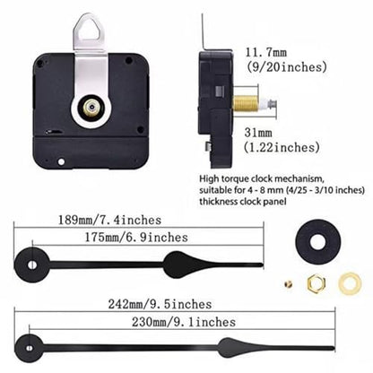 Hicarer High Torque Clock Movement Mechanism with 230 mm/ 9.1 Inch Long Hand - size: 23 mm