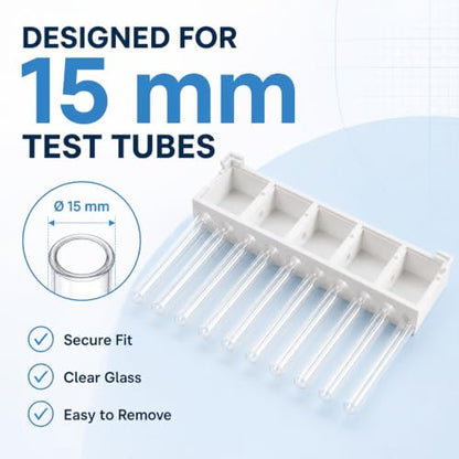 Stackable Ant Farm Formicarium with 10 Test Tubes, White Plastic Base, 5 Compartments, 15mm/18mm Tube Options (15 mm Test Tubes) - size: 15 mm test tubes