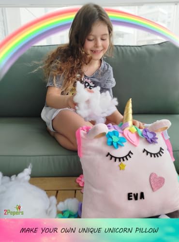 DIY No Sew Unicorn Pillow Kit Plush Toy Arts and Crafts for Girls Age 4-12 - style: UNICORN PILLOW (square)