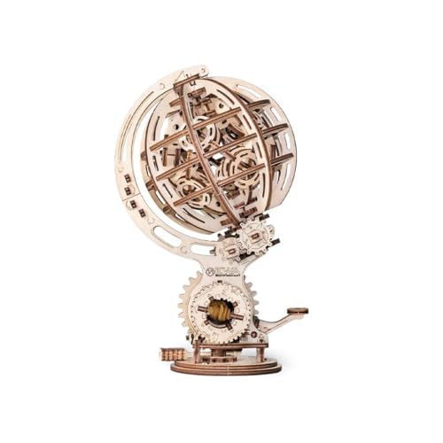 EWA Eco-Wood-Art Kinetic Globe 3D Wooden Puzzle, Mechanical Model Kit, 205 Pieces, Wood