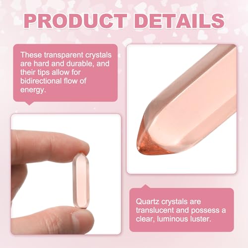 MECCANIXITY 10 Pack Light Red Quartz Crystals, Polished Crystals Bulk Hexagonal Shaped Meditation Gemstone for Jewelry Making Energy Balance Accessories Gifts - color: Light Red