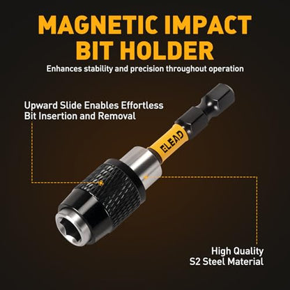 6-Piece Phillips Bit #2 Impact, 2 Inch Magnetic Phillips Head Drill & Screwdriver Bit with Magnetic Bit Holder, S2 Steel, 1/4" Hex Shank, PH2 for Impact Driver, Professional & DIY Use - size: 6-Piece