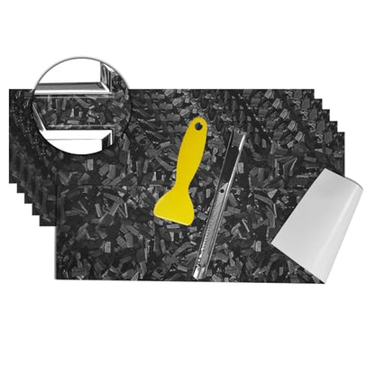 QianBao Compatible with 11.8" x 4" Chevy Bowtie Emblem Vinyl Wrap Kit - color: 6 Forged Carbon Fiber Black