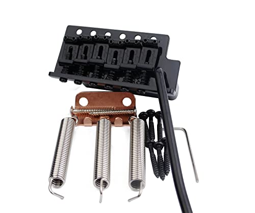 Guyker Tremolo Bridge Vintage Bent Steel Saddles and Pro Brass Block Compatible with Start ST Electric Guitar (GG1004-HT, Black) - color: Pro Brass Block, Black
