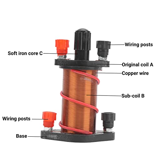 LiebeWH Electromagnetic Induction Experiment Kit, Complete Durable Lenzs Law Demonstration Set for High School Classroom Metal Primary 200 Turn Coil Secondary 370 Turn Coil Iron Core 3 Piece