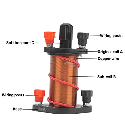 LiebeWH Electromagnetic Induction Experiment Kit, Complete Durable Lenzs Law Demonstration Set for High School Classroom Metal Primary 200 Turn Coil Secondary 370 Turn Coil Iron Core 3 Piece