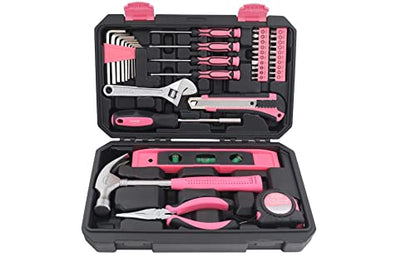 Apollo Tools 39 Piece General Household Tool Set, Pink DT9711P - color: Pink, size: 39-Piece (with Long Nose Pliers + Wrench)