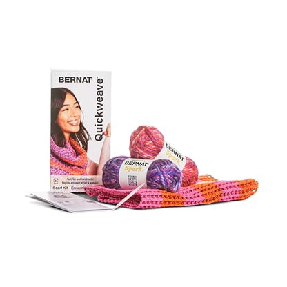 Bernat QuickWeave - 1 Pack of 120 Yards/4.9 oz Citrus Twist Yarn 80% Acrylic 20% Wool Grid 85% Acrylic 15% Polyester Needle 100% Plastic - color: Citrus Twist