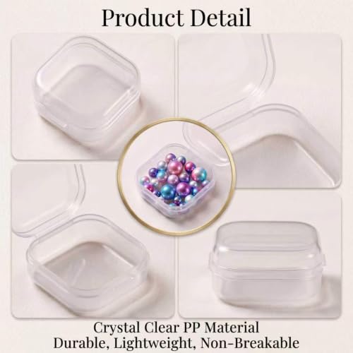 SATINIOR 48 Packs Clear Small Plastic Containers Transparent Storage Box with Hinged Lid for Small Items Crafts Jewelry (1.37 x 1.37 x 0.7 Inches) - size: 1.37 x 1.37 x 0.7 in