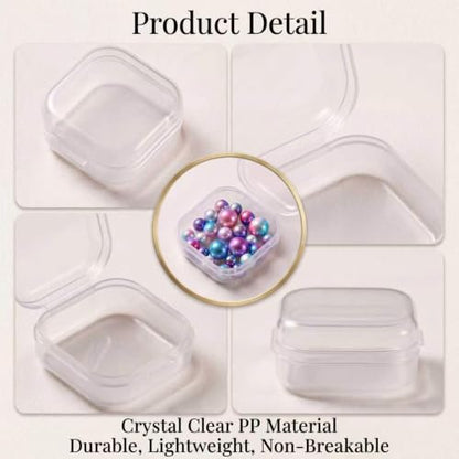 SATINIOR 48 Packs Clear Small Plastic Containers Transparent Storage Box with Hinged Lid for Small Items Crafts Jewelry (1.37 x 1.37 x 0.7 Inches) - size: 1.37 x 1.37 x 0.7 in