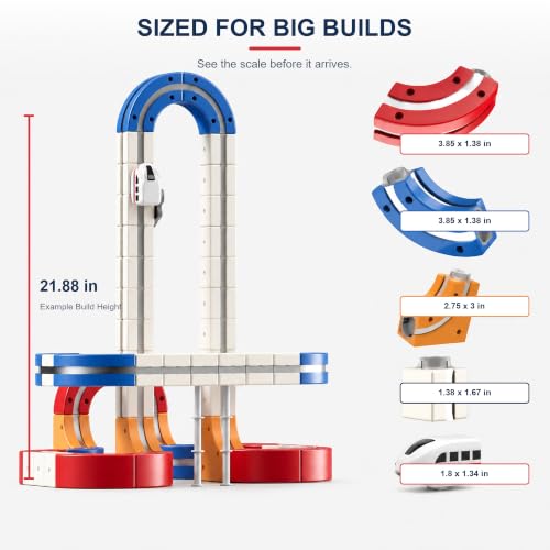 Foluu 151 PCS Floating Magnetic Train Track Blocks Set, Dual Track DIY Magnetic Race Railway Playset with 2 Trains, 3D Vertical Magnet Construction Toy, STEM Educational Gift for Boys Girls Ages 3-7