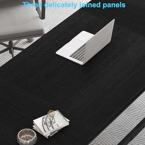 HSH 70 Inch Long Black Desk, Large Metal Wood Computer Desk for Home Office - color: Black Oak, size: 70 Inch
