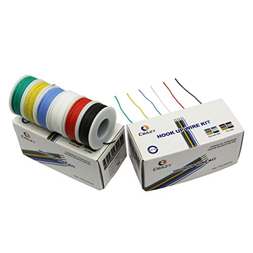 CBAZY™ Hook up Wire Kit (Stranded Wire Kit) 20 Gauge Flexible Silicone Rubber Electric Wire 6 Colors 19.6 feet Each 20 AWG - size: 20AWG