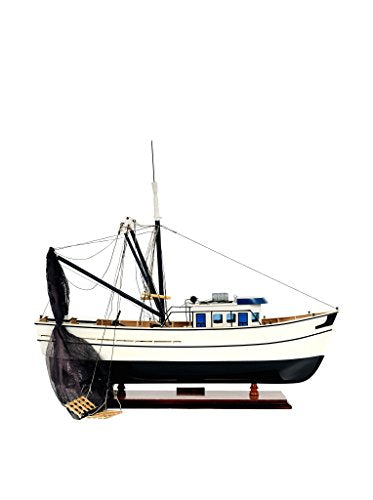 Old Modern Handicrafts Shrimp Wooden Boat Model - Fully Assembled - Crafted from Premium Wood - 25.0L x 13.5W x 22.0H Inches
