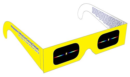 Rainbow Symphony Diffraction Grating Glasses, Linear, 500 Line/millimeters, Made in USA, Package of 100 - color: Yellow, size: 100