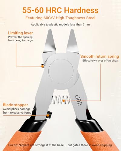 U02 Ultra-thin Single Edge Model Nippers 4.9in Plastic Sprue Cutter - color: Orange
