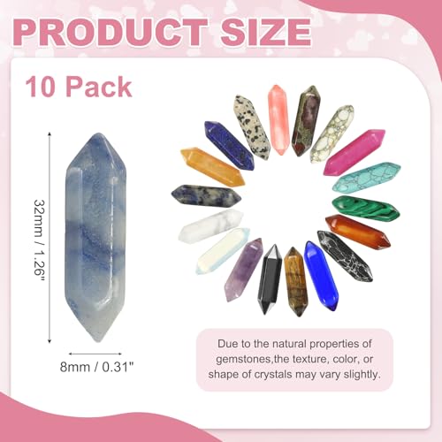 MECCANIXITY 10 Pack Blue Aventurine Quartz Crystals, Polished Crystals Bulk Hexagonal Shaped Meditation Gemstone for Jewelry Making Energy Balance Accessories Gifts - color: Blue Aventurine