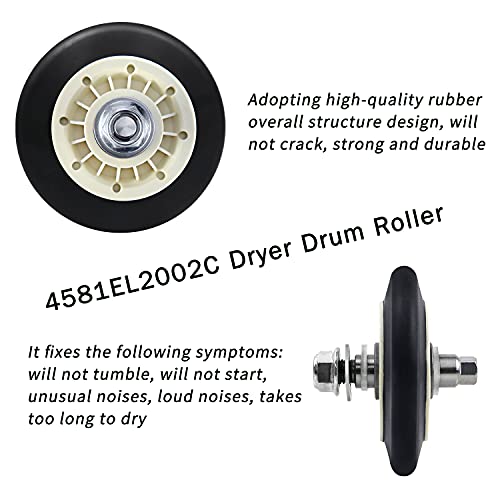 Upgraded Dryer Repair Kit Dryer Roller Kit for LG Kenmore Dryers Includes 4581EL2002C Dryer Drum Roller Assembly 4400EL2001A Dryer Belt and 4561EL3002A Dryer Idler Pulley, Pictures 6, 7 are Fit Models